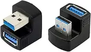 cablecc 1 Set Up & Down Angled USB 3.0 Adapter A Male to Female Extension 180 Degree 5Gbps