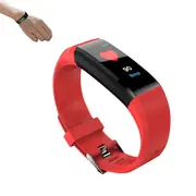 Bluetooth Smart Fitness Tracker Band Heart Rate Monitor Armband-Red