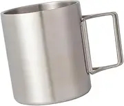 Abaodam 1pc Double Wall Insulated Stainless Steel Camping Coffee Cup with Folding Handle Lightweight Portable Outdoor Mug for Hot Drinks Safe Durable Design