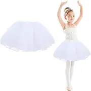 [WLLHYF] Tulle Skirts for Girls 4 Layers Tutu Skirts Elastic Fluffy Ballet Dance Skirts for Toddler Baby Children 2-8 Years Party