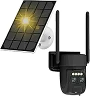 10X Zoom 4K 8MP Dual Lens PTZ Solar Camera Dual Screen Auto Tracking Outdoor WiFi Security CTV Surveillance IP Camera(Cam Add 32G Card)