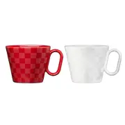 Mug Arita Ware Checkered Pair Set Mug 240ml (Red/White) Wired Beans Japan New