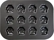 12 Cup Mini Dog Cat Paw Print Shaped Madeleine Baking Pan Nonstick Frozen Puppy Treat Cookie Biscuit Cupcake Muffin Cake Ice Cube Popsicle Chocolate Tin Tray Mold Maker for Freezer Oven