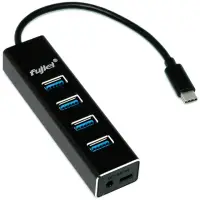 在飛比找momo購物網優惠-【Fujiei】Type-C 轉 USB3.0鋁合金4埠HU