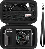 [Supmay] Hard Travel Case for Canon Powershot G7 X Mark II/ G7 X Mark III Digital Camera, Protective Storage Bag with Zipper Mesh Pocket for Battery Pack, Charging Cable and Other Accessories, Black