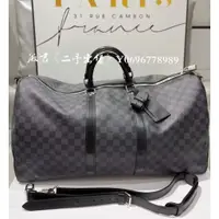 在飛比找蝦皮購物優惠-二手出售 LV 路易威登 KEEPALL 55 黑 灰 棋盤