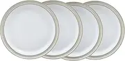 Denby - Linen Cream White Dinner Plates Set of 4 - Dishwasher Microwave Safe Crockery - Large Ceramic Stoneware Tableware Plates - Natural Tones - for Lunch & Dinner
