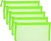 uxcell B6 Mesh Zipper Pouch Bags, 5 PCS Mesh Bags with Zipper Plastic Storage Pocket for Organizing File Beads Office Home Supplies, 11.5x23cm, Green