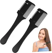 HEATSHAKING 2Pcs Hair Cutter Comb Double Sided Thinning Razor Trimmer for DIY Hair Styling Suitable for Thin Thick Hair Portable Safe Design with Shielded Razor