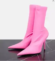 $1490 Balenciaga Knife Pointed Toe Sock Ankle Bootie Pink Boots 36.5 US 6.5 NWT