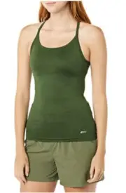 Amazon Essentials Women's Active Slim-Fit Racerback Tank Built-in Bra Dark Olive