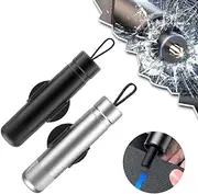 Safehammer Glass Breaker, Portable Car Safety Hammer,Car Windows Glass Breaker Under Water,Car Emergency 2-in-1 Window Breaker & Seat Belt Cutter, Vehicle Escape Tool (Black+Silvery)