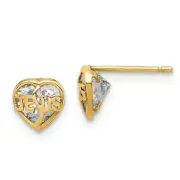 14k 14kt Yellow Gold Madi K CZ Jesus Heart Post Earrings