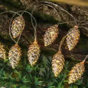 Electroplated Christmas Pine Cone String Light Warm White Party Christmas String Lights