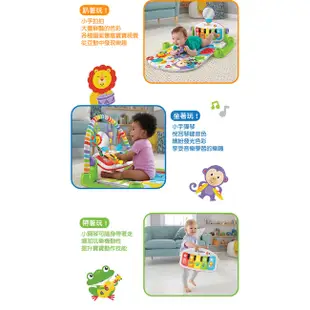 【超取免運+領券折+贈品】Fisher-Price 費雪 可愛動物鋼琴健身器 踢踢琴 三合一健力架