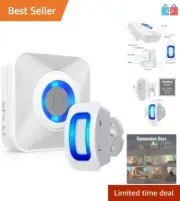 Wireless Driveway Alarm Motion Sensor Door Chime 500 Ft Range 58 Tunes LED Alert