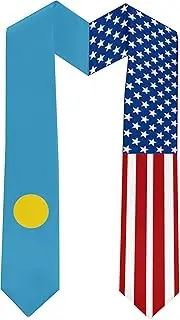 [Ruchikaj] 2025 Palau Flag and USA Flag Graduation Stole Graduation Sash for International Student (Baccalaureate Gown and Hat Not Included), Palau and Usa