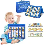 BOHEMIABY Pecs Communication Book, Visual Schedule for Kids with Autism, Nonverbal Communication Board, Pecs Book 196 Cards, Toddler Autism Materials for Home School, Vocabulary Cards, Printed (Blue)