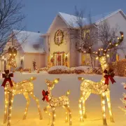 3PCS Large Lighted Reindeer Christmas Decorations 3D Christmas Deer 210 LED H4Y2