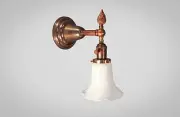 Antique Victorian Wall Sconce - Art Deco Lamp w/ Holophane - Steampunk Light
