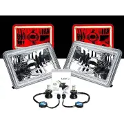 4X6" Red COB Halo Glass / Metal 6000K 4000LM LED Headlight H4 Light Bulb Pair (for: Chrysler)