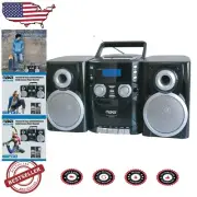 Portable CD Player and Cassette Boombox with Detachable Speakers - Black/Silver