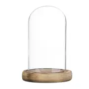 Cloche Glass Dome, 4.7"x2.8" Glass Display Case with Wooden Base [Burnt]