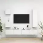 5-Piece Set Wooden TV Cabinet Entertainment Unit Stand Storage Shelf Table White