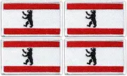 [Patchion] Set of Four - Flag of Berlin - Black VeIcro/Hook and Loop Backing - Embroidered Patch/Badge/Emblem