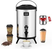 Insulated Beverage Dispenser 8 L, Hot Drink Dispenser with 304 Stainless Steel Interior, Cold & Hot Water Dispenser for Parties, Hot Water Urn with Stand for Coffee Chocolate Tea Milk