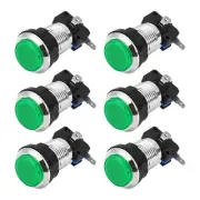 Game Push Button 33mm 12V LED Illuminated Switch with Micro switch Green 6pcs