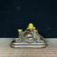 在飛比找Yahoo!奇摩拍賣優惠-純銅鎏金彌勒佛，高10厘米，寬13.5厘米，重1105克14