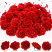 50 Pcs Artificial Flowers, 3.2 Inches Silk Rose Head Flowers Fake No Stem for...