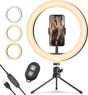 10.2'' Selfie Ring Light with Stand and Phone Holder, Desk Ring Lights
