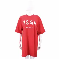 在飛比找Yahoo奇摩購物中心優惠-MSGM 塗鴉白字母紅色短袖長版TEE 洋裝