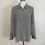 Torrid Top 00 Women's M/L White Black Houndstooth Button-Front Blouse NWT