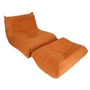Armless Fireside Chair,Oversized Soft Caterpillar Floor Lounge Chair, Comfy Lazy Sofa ChairCozy Lounge Chair with Ottoman (Orange)