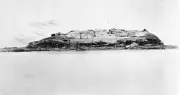 1880 Construction of the fort on Bare Island Botany Bay Australia OLD PHOTO