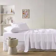 Vintage Design Homewares Queen White French Linen Sheet Set