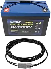 Adventure Kings AGM Deep Cycle Battery 98AH + 6m Lead for Solar Panel Extension