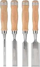 Shengsenfu 4 Pcs Wood Chisel Set, Carbon Steel, Bevel Edge, Ideal for Wood Carving, Engraving & Construction