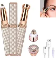 Doukesh Electric Eyebrow Razor, Facial Hair Remover, Women's Rechargeable USB Eyebrow Trimmer with 2 Replacement Heads, Cheeks, Arms