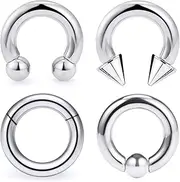 [Uqnwbdq] 12G 10G 8G 6G 4G 2G Large Septum Ring Ear Gauges Earrings Hoops Hypoallergenic 316L Surgical Steel Septum Nose Rings PA Ring Piercing Jewelry for Women Men Inner Diameter 12mm 14mm 16mm