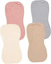 4Pcs Cotton Burp Cloths Soft and Absorbent Burp Towels for Newborns for Feeding and Spit Up Cleanup Ideal Shower
