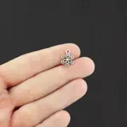 BULK 100 Flower Antique Silver Tone Charms - SC3842