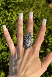 High Shine Polished Hammered Sterling Silver Navajo Handmade Ring