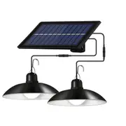 Double Head 60LED Pendant Light Solar Power Garden Hanging Shed Lamp