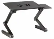 Accuon Adjustable Vented Laptop Table Computer Desk, Light Aluminium 17" Black