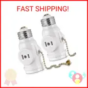 2 Outlet Socket Adapter, E26 Bulb Socket Splitter, Convert Medium Screw Socket