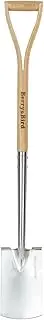 Berry&Bird Garden Digging Spade, 105cm/41in Stainless Steel Square Border Spade, Heavy Duty European Shovel with D-Grip Handle, Traditional English Style Flat Shovel for Digging Transplanting